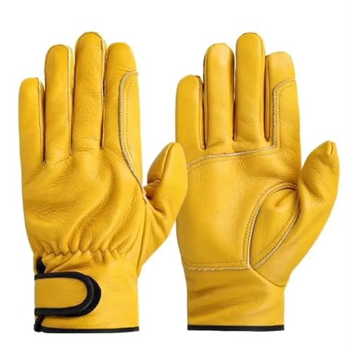 DHYUACN Arbeitshandschuhe für Gartenbau Leder-Arbeitshandschuhe for Männer oder Frauen, großer Handschuh for Gartenarbeit, Farm Ranch, Rindsleder, fester Griff(Yellow,XL) von DHYUACN