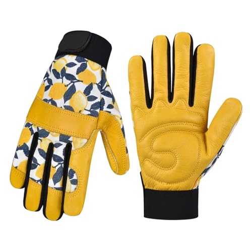 DHYUACN Arbeitshandschuhe für Gartenbau Robuste Gartenhandschuhe aus Leder for Damen, dornensichere for Unkrautjäten, Graben und Pflanzen(Style1) von DHYUACN