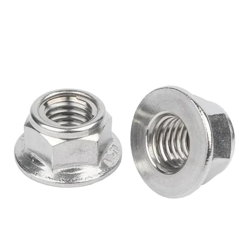 Flanschmutter Edelstahl-Metall-Sicherungsmutter mit Flansch M4 M5 M6 M8(M6 10pcs) von DHYUACN