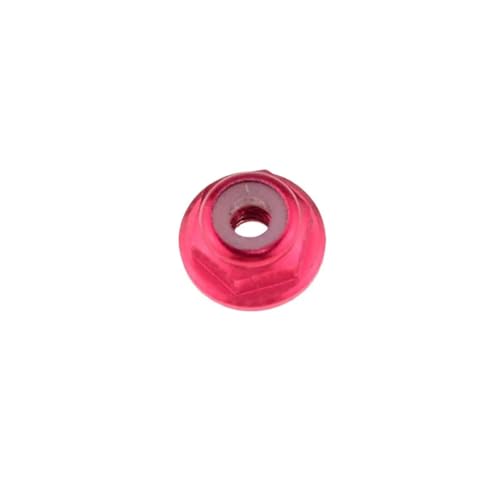 Flanschmutter M2 M3 M4 M5 M6 farbige Flanschmutter aus Aluminiumlegierung, Sicherungsmutter mit Nyloneinsatz, selbstsichernde Mutter, Nylon-Nietmutter(Red,M2-5PCS) von DHYUACN