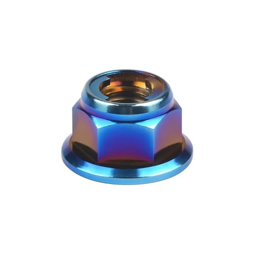 Flanschmutter Titanmutter M6/M8/M10/M12 for Fahrrad-Motorrad-Sicherungsmutter, Sicherungsflanschmutter(Burnt blue,M8) von DHYUACN