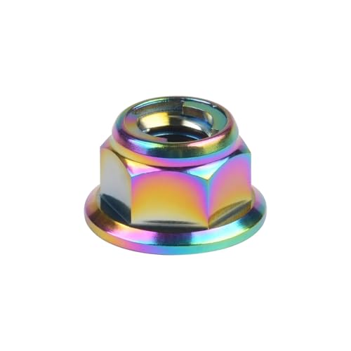 Flanschmutter Titanmutter M6/M8/M10/M12 for Fahrrad-Motorrad-Sicherungsmutter, Sicherungsflanschmutter(Rainbow,M12) von DHYUACN