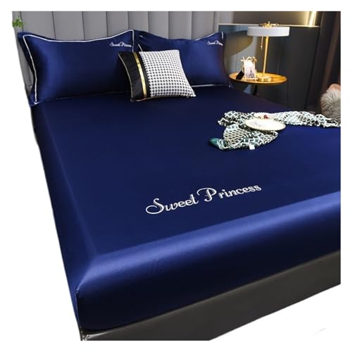 Matratzenschoner Elastisches Spannbettlaken Matratzenschoner Satin Tagesdecke Bettwäsche Viskose Bettlaken Einzel Doppel Queen King Size(Red,Pillowcase No Sheet) von DHYUACN