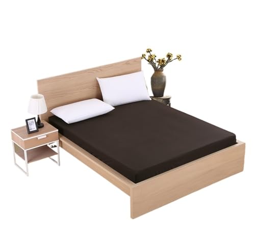 Matratzenschoner Solide Spannbettlaken Matratzenschutzbezug 90/140/160/180/200/220X200 mit Gummiband Laken King Queen Double Single(Black,100x200x25cm) von DHYUACN