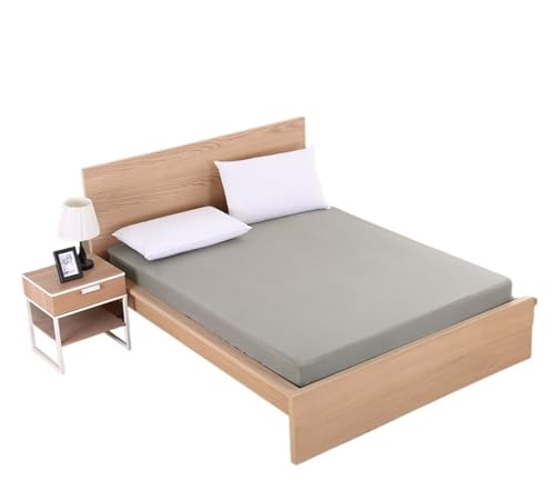 Matratzenschoner Solide Spannbettlaken Matratzenschutzbezug 90/140/160/180/200/220X200 mit Gummiband Laken King Queen Double Single(Grey,220x200x25cm) von DHYUACN