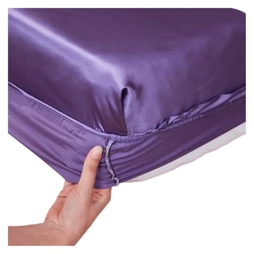 Matratzenschoner Waschbares Spannbettlaken aus Satin-Viskose, elastischer Matratzenbezug, Sommer-Tagesdecke, Einzelbett, Doppelbettwäsche, 2 Personen, Bettlaken(Black,160x200x25cm 1pc) von DHYUACN