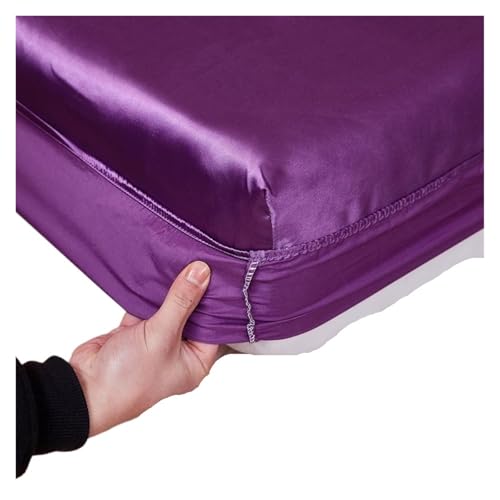 Matratzenschoner Waschbares Spannbettlaken aus Satin-Viskose, elastischer Matratzenbezug, Sommer-Tagesdecke, Einzelbett, Doppelbettwäsche, 2 Personen, Bettlaken(Burgundy,180x200x25cm 1pc) von DHYUACN