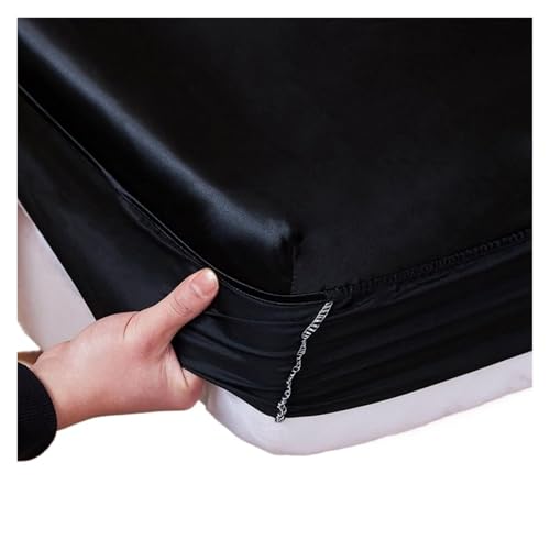 Matratzenschoner Waschbares Spannbettlaken aus Satin-Viskose, elastischer Matratzenbezug, Sommer-Tagesdecke, Einzelbett, Doppelbettwäsche, 2 Personen, Bettlaken(Clear,90x200x20cm 1pc) von DHYUACN