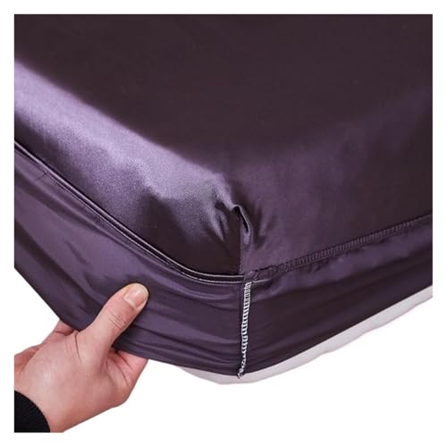 Matratzenschoner Waschbares Spannbettlaken aus Satin-Viskose, elastischer Matratzenbezug, Sommer-Tagesdecke, Einzelbett, Doppelbettwäsche, 2 Personen, Bettlaken(Color 1,120x200x25cm 1pc) von DHYUACN