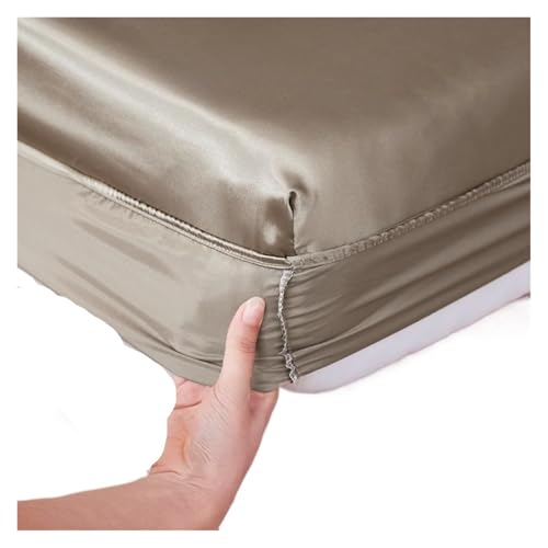 Matratzenschoner Waschbares Spannbettlaken aus Satin-Viskose, elastischer Matratzenbezug, Sommer-Tagesdecke, Einzelbett, Doppelbettwäsche, 2 Personen, Bettlaken(Green,135x200x25cm 1pc) von DHYUACN