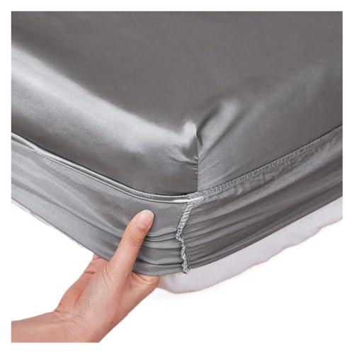 Matratzenschoner Waschbares Spannbettlaken aus Satin-Viskose, elastischer Matratzenbezug, Sommer-Tagesdecke, Einzelbett, Doppelbettwäsche, 2 Personen, Bettlaken(Sky Blue,120x200x25cm 1pc) von DHYUACN