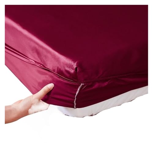 Matratzenschoner Waschbares Spannbettlaken aus Satin-Viskose, elastischer Matratzenbezug, Sommer-Tagesdecke, Einzelbett, Doppelbettwäsche, 2 Personen, Bettlaken(White,150x200x25cm 1pc) von DHYUACN