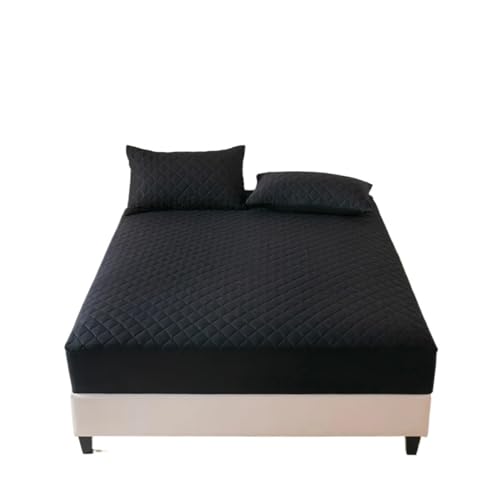 Matratzenschoner Wasserdichtes Spannbettlaken mit 360°-Gummiband, gesteppter Matratzenschonerbezug for Einzel-, Doppel-, King-Size- und Queen-Size-Betten(Black,160x200x30cm) von DHYUACN