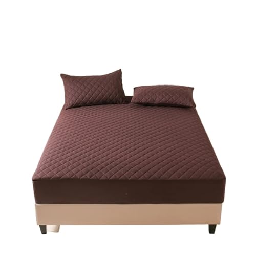 Matratzenschoner Wasserdichtes Spannbettlaken mit 360°-Gummiband, gesteppter Matratzenschonerbezug for Einzel-, Doppel-, King-Size- und Queen-Size-Betten(Brown,160x200x30cm) von DHYUACN