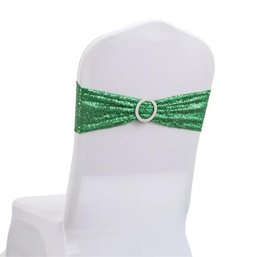 Stuhlschleife 10/50 stücke Pailletten Stuhl Schärpen for Party Abendessen Bankett Abdeckungen Dekoration Stretch Bogen Zurück Blume Bands(Green,50pcs) von DHYUACN