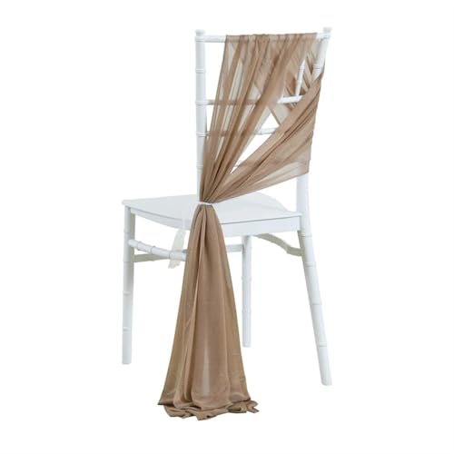 Stuhlschleife 10/50PCS Chiffon Stuhl Schärpen Hochzeit Dekoration 17x250cm for Gang Dekorationen Party Bankett event(Brown,10 pcs) von DHYUACN