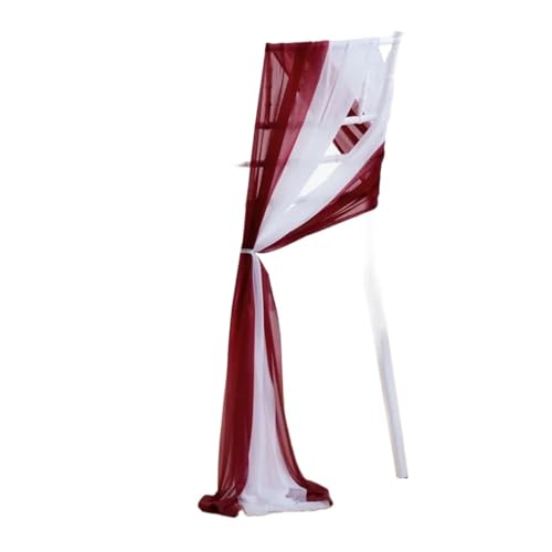 Stuhlschleife 10/50PCS Chiffon Stuhl Schärpen Hochzeit Dekoration 17x250cm for Gang Dekorationen Party Bankett event(Burgundy and white,50pcs) von DHYUACN