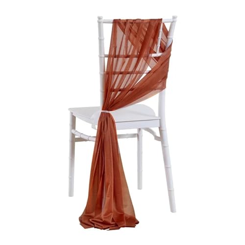 Stuhlschleife 10/50PCS Chiffon Stuhl Schärpen Hochzeit Dekoration 17x250cm for Gang Dekorationen Party Bankett event(Rust Red,10 pcs) von DHYUACN