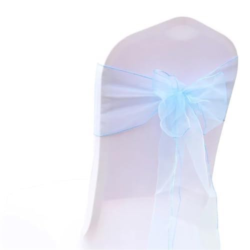 Stuhlschleife 50 Teil/satz Hochzeit Organza Stuhl Schärpen Bogen Knoten for Bankett Event Geburtstag Party Dekoration Home Textile Abdeckung(Light Blue) von DHYUACN
