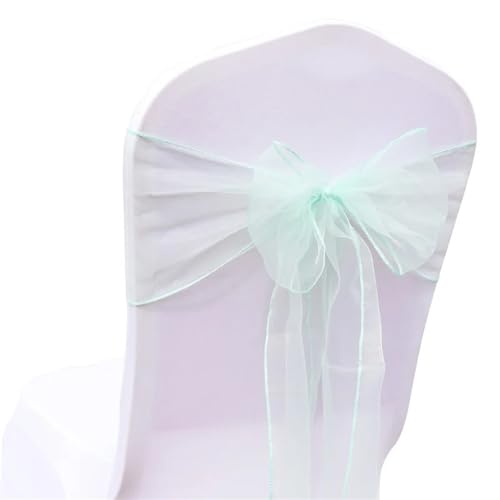 Stuhlschleife 50 Teil/satz Hochzeit Organza Stuhl Schärpen Bogen Knoten for Bankett Event Geburtstag Party Dekoration Home Textile Abdeckung(Mint Green) von DHYUACN