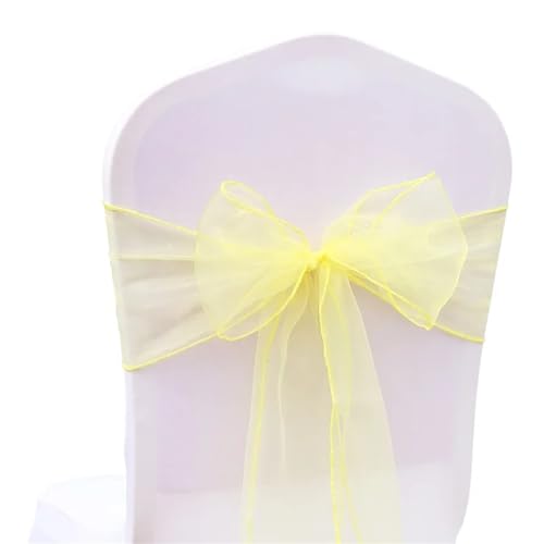 Stuhlschleife 50 Teil/satz Hochzeit Organza Stuhl Schärpen Bogen Knoten for Bankett Event Geburtstag Party Dekoration Home Textile Abdeckung(Yellow) von DHYUACN