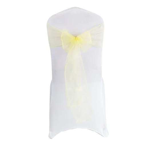 Stuhlschleife Hochzeit Dekoration Organza Stuhl Schärpen Organdy Fliege Knoten for Geburtstag Party Weihnachten Halloween Veranstaltungen Hotel Liefert(Bright Yellow) von DHYUACN