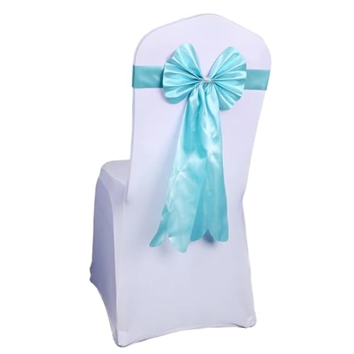Stuhlschleife Hochzeit Stuhl Schärpe Band Fliege for Strass Schnalle Party Decorat(Blue) von DHYUACN