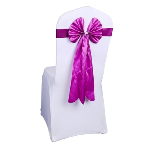 Stuhlschleife Hochzeit Stuhl Schärpe Band Fliege for Strass Schnalle Party Decorat(Fuchsia) von DHYUACN