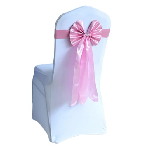 Stuhlschleife Hochzeit Stuhl Schärpe Band Fliege for Strass Schnalle Party Decorat(Pink) von DHYUACN