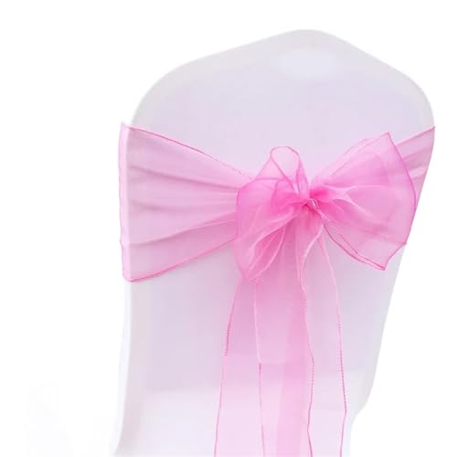 Stuhlschleife Organza Stuhl Schärpen Fliege Band Knoten 18x275cm Abdeckung Tüll for Hochzeit Bankett Weihnachten Event Party Dekoration(Fuchsia) von DHYUACN