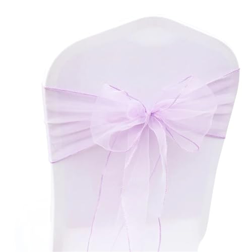 Stuhlschleife Organza Stuhl Schärpen Fliege Band Knoten 18x275cm Abdeckung Tüll for Hochzeit Bankett Weihnachten Event Party Dekoration(Lavender) von DHYUACN