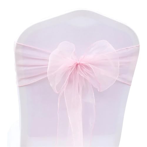 Stuhlschleife Organza Stuhl Schärpen Fliege Band Knoten 18x275cm Abdeckung Tüll for Hochzeit Bankett Weihnachten Event Party Dekoration(Light Pink) von DHYUACN
