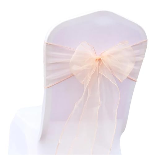 Stuhlschleife Organza Stuhl Schärpen Fliege Band Knoten 18x275cm Abdeckung Tüll for Hochzeit Bankett Weihnachten Event Party Dekoration(Peach) von DHYUACN