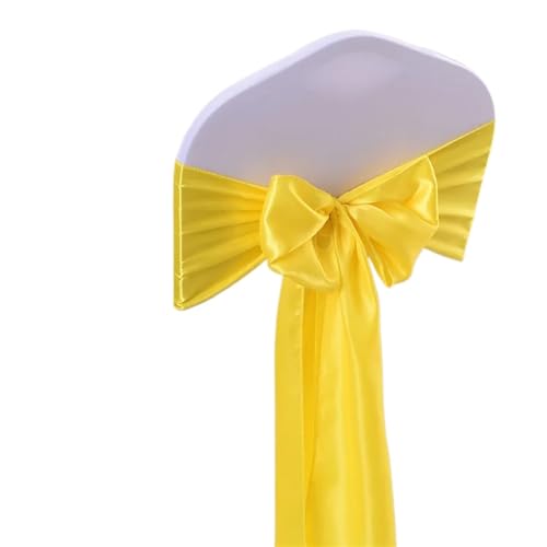 Stuhlschleife Satin Stuhl Schleife Schärpen Hochzeit Indoor Outdoor Band Schmetterling Krawatten for Party Event Hotel Bankett Dekorationen Weich(Bright Yellow) von DHYUACN
