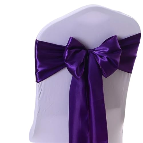 Stuhlschleife Satin Stuhl Schleife Schärpen Hochzeit Indoor Outdoor Band Schmetterling Krawatten for Party Event Hotel Bankett Dekorationen Weich(Dark Purple) von DHYUACN
