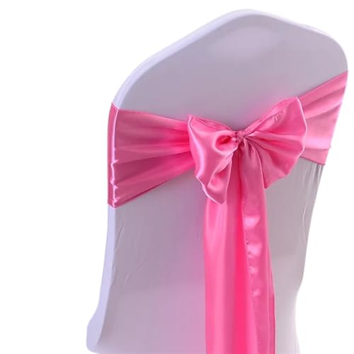 Stuhlschleife Satin Stuhl Schleife Schärpen Hochzeit Indoor Outdoor Band Schmetterling Krawatten for Party Event Hotel Bankett Dekorationen Weich(Pink) von DHYUACN