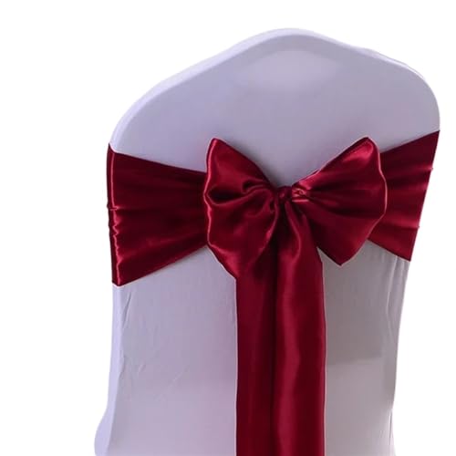 Stuhlschleife Satin Stuhl Schleife Schärpen Hochzeit Knoten Band Krawatten for Party Event Hotel Bankett liefert Heimdekorationen(Burgundy,10 pcs) von DHYUACN