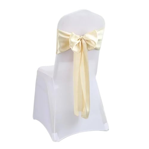 Stuhlschleife Satin Stuhl Schleife Schärpen Hochzeit Knoten Band Krawatten for Party Event Hotel Bankett liefert Heimdekorationen(Champagne,50pcs) von DHYUACN