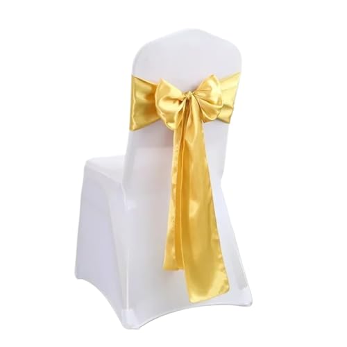 Stuhlschleife Satin Stuhl Schleife Schärpen Hochzeit Knoten Band Krawatten for Party Event Hotel Bankett liefert Heimdekorationen(Gold,50pcs) von DHYUACN