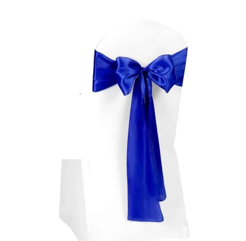 Stuhlschleife Satin Stuhl Schleife Schärpen Hochzeit Knoten Band Krawatten for Party Event Hotel Bankett liefert Heimdekorationen(Royal Blue,50pcs) von DHYUACN