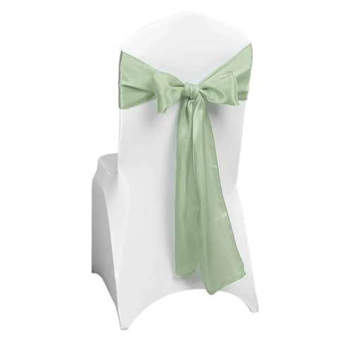 Stuhlschleife Satin Stuhl Schleife Schärpen Hochzeit Knoten Band Krawatten for Party Event Hotel Bankett liefert Heimdekorationen(Sage green,50pcs) von DHYUACN