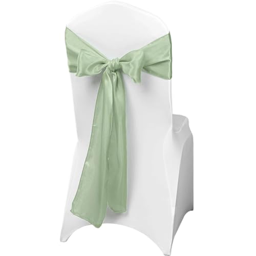 Stuhlschleife Satin Stuhl Schleife Schärpen Hochzeit Knoten Band Schmetterling Krawatten for Party Event Hotel Bankett Liefert Hause Dekoration(Sage green) von DHYUACN