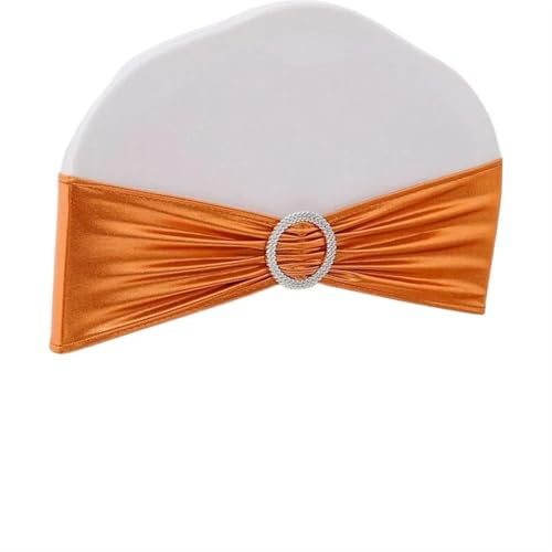 Stuhlschleife Stuhl Schärpe Band elastische Hochzeit Fliege for Hotel Bankett Dekoration 10 Stück/50 Stück Metallic Gold Silber Stretch Spandex(Orange,10 pcs) von DHYUACN