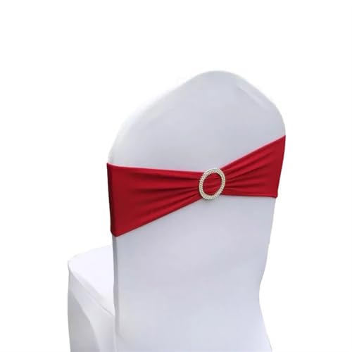 Stuhlschleife Stuhlschärpen, schlichte Krawatte, Spandex-Knotenabdeckung, elastisches Band, fertige Gürtelschleife for Hotelbankett, Hochzeit, Party, Event-Dekoration(Wine Red) von DHYUACN