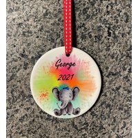 Personalisierte Elefant Weihnachtsbaumdekoration, Weihnachtsbaum, Weihnachtsverzierung, Elefant-Hängende Dekoration von DHcraftDesigns