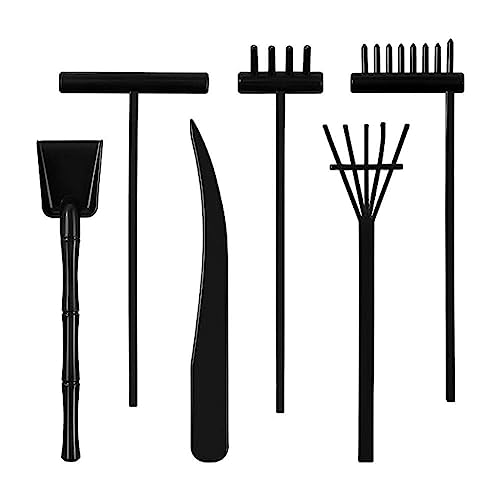 6pcs Mini Zen Garden Kit, Desk Topper Sandbox Rake, Mini Zen Garden Rake Black Sandbox Rake Accessories, Sandbox Tools Rake von DHliIQQ