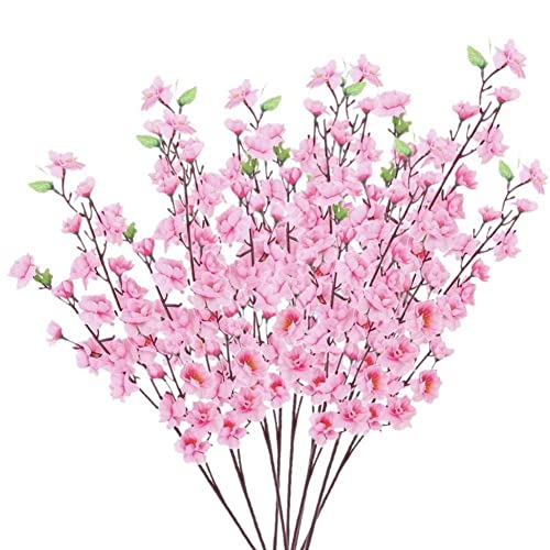 DHliIQQ 6pcs Pfirsichblüte Simulation Blumen Künstliche Blumen Seide Blume Dekorative Gefälschte Blüte Pfirsichzweig Blätter Kränze Blumen von DHliIQQ