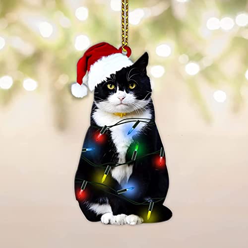 DHliIQQ Schwarze Katze Weihnachtsdekoration – Weihnachtsdekoration – schwarze Katze Xmas Dekor Baum zum Aufhängen – Weihnachtsschmuck – Auto hängende Ornamente von DHliIQQ