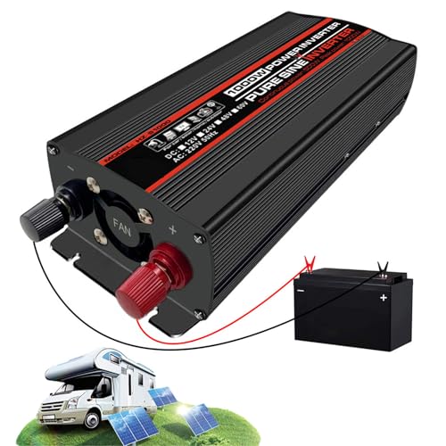 DHsdlpLU 1000W 1800W 2000W 2600W 3000W 4000W (Spitze) Reiner Sinus-Wechselrichter, 12 V/24 V/48 V/60 V Dc Auf Ac 220 V Konverter + LCD-Display + Ac-Steckdosen,1KW-48V von DHsdlpLU