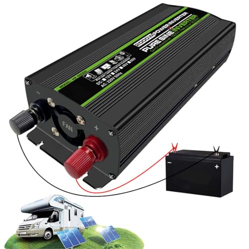 DHsdlpLU 1000W 1800W 2000W 2600W 3000W 4000W (Spitze) Reiner Sinus-Wechselrichter, 12 V/24 V/48 V/60 V Dc Auf Ac 220 V Konverter + LCD-Display + Ac-Steckdosen,2KW-12V von DHsdlpLU